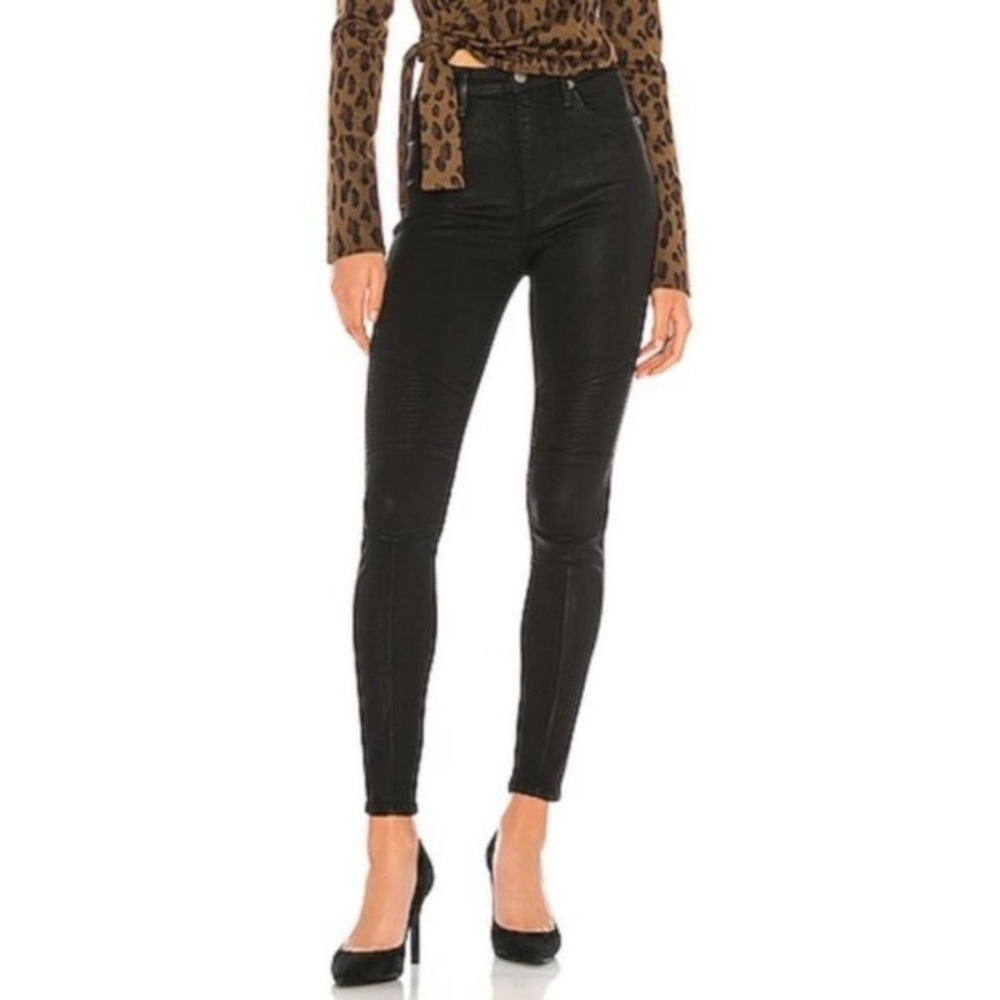 Lovers + Friends Revolve Black Moto High-Rise Hayden Skinny Jeans Nelson